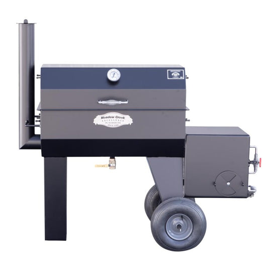 Barbecue grill with wheels on a white background
