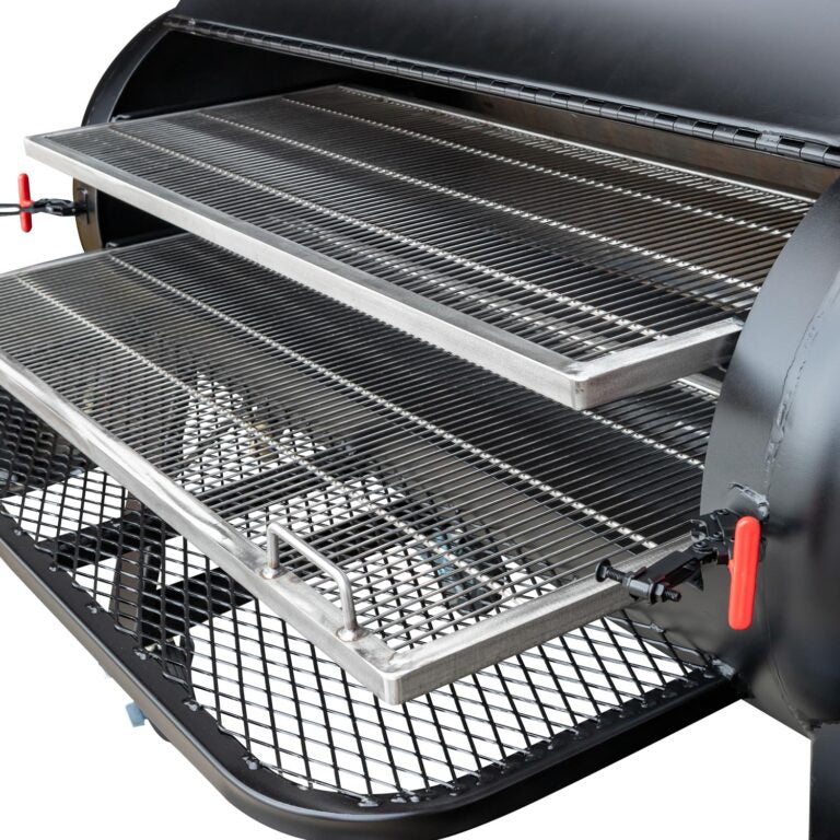 Close-up of a grill with multiple grates on a white background