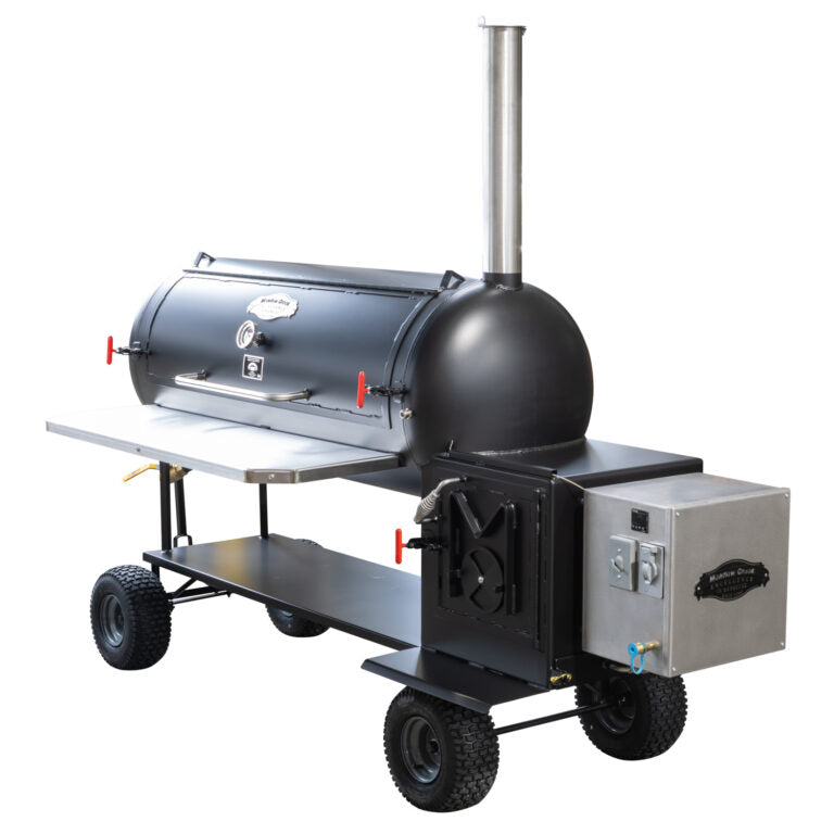 Barbecue grill on wheels with a white background
