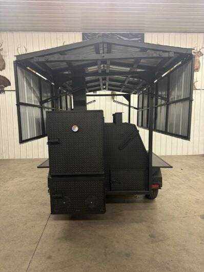 Reverse Smoker Custom Ultimate Smokehouse 60 with Sink and Roof - Blowin' Smoke Cookers