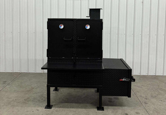 SNS 40 Cabinet Smoker large vertical smoker with double-walled insulated firebox and heavy-duty steel construction