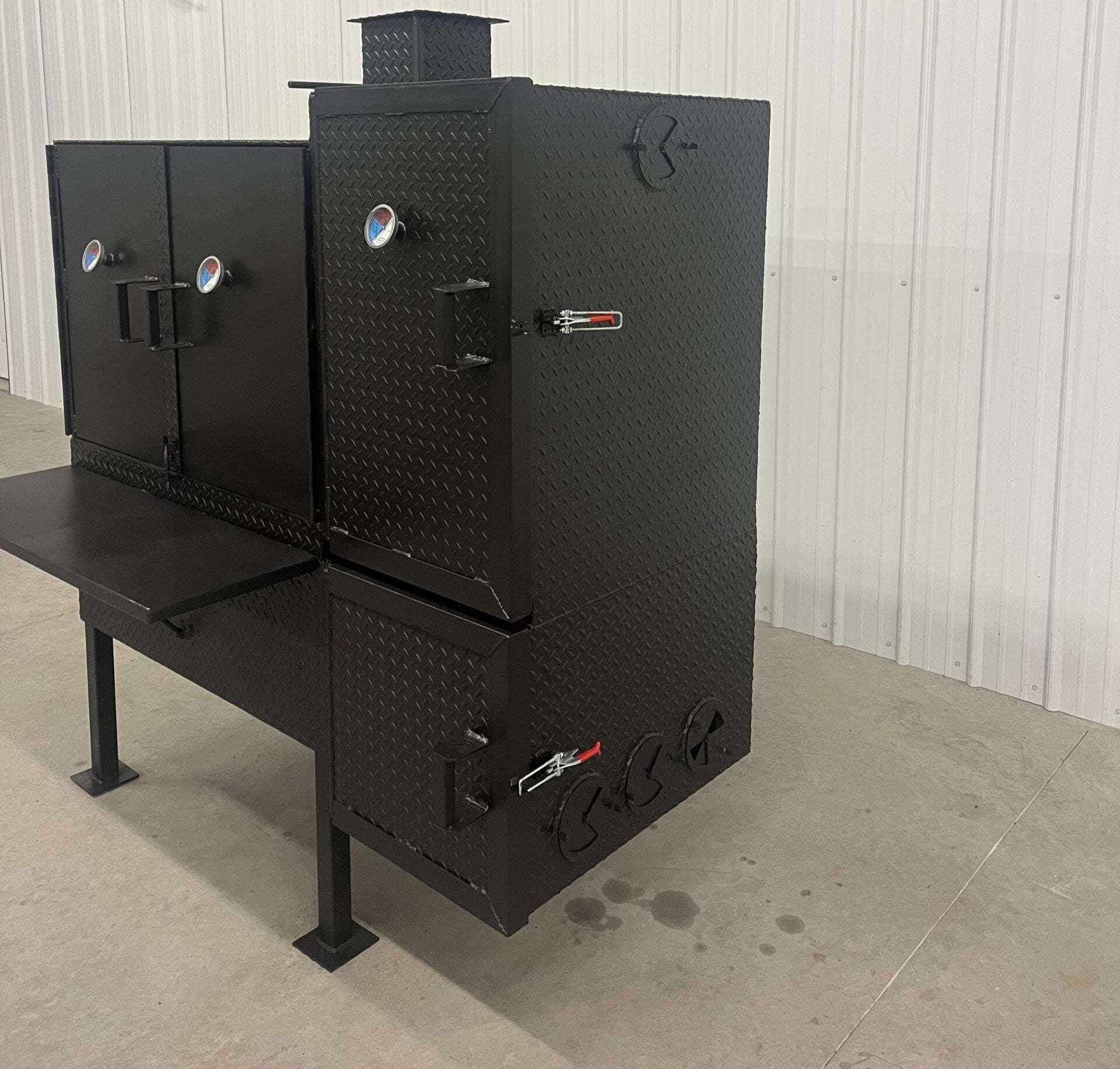 SNS 40 Cabinet Smoker large capacity vertical smoker with double walled insulated firebox and reverse flow design