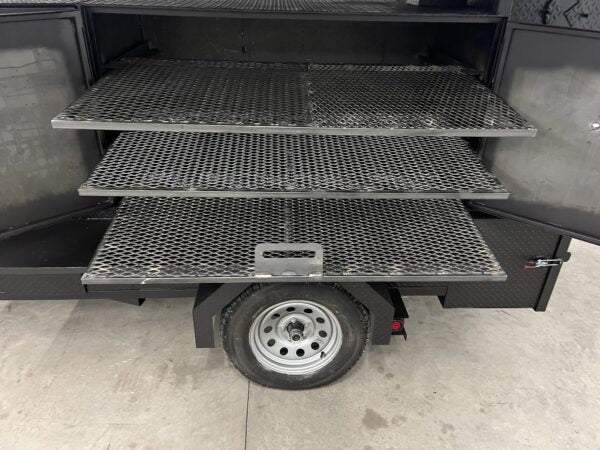 SNS 60 smoker cabinet with three slide out cooking racks and durable diamond tread steel construction for commercial BBQ use