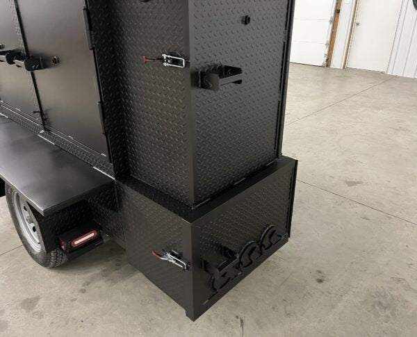 SNS 60 Cabinet Smoker commercial-grade diamond tread steel smoker with insulated firebox and slide-out cooking racks