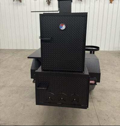 SNS 60 Cabinet black smoker and charcoal grill for custom catering trailer use