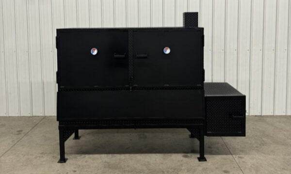 Black Box Smoker SNS 72 steel smoker cabinet with insulated firebox and three slide-out cooking racks