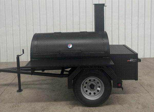 SNS Backyard Trailer 60-inch barrel BBQ smoker pull behind trailer for backyard and mobile use