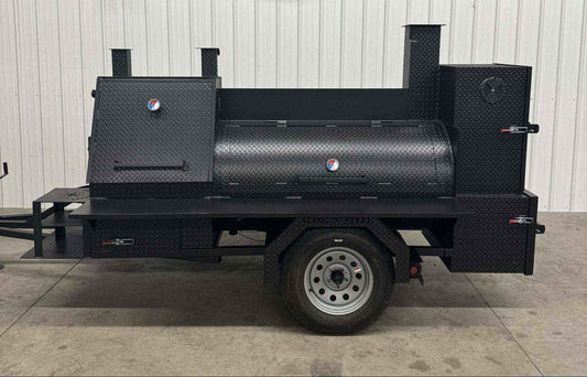 Offset Smoker SNS Barrel 60 catering trailer with sink package and custom features for versatile outdoor cooking