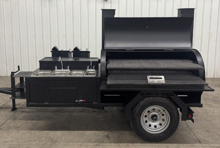SNS Barrel 60 Charcoal Grill Catering Trailer - Blowin' Smoke Cookers