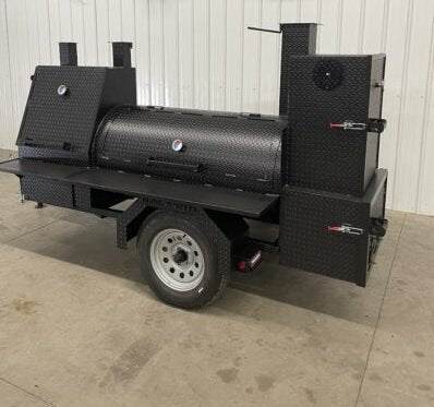SNS Barrel 60 With Grill And Full Length Storage Area -Hog Cooker Blowin' Smoke Cookers