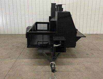 SNS Barrel 60 versatile black hog cooker smoker trailer with grill and full length storage area