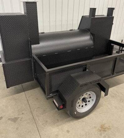 SNS Barrel 60 With Grill And Full Length Storage Area -Hog Cooker Blowin' Smoke Cookers