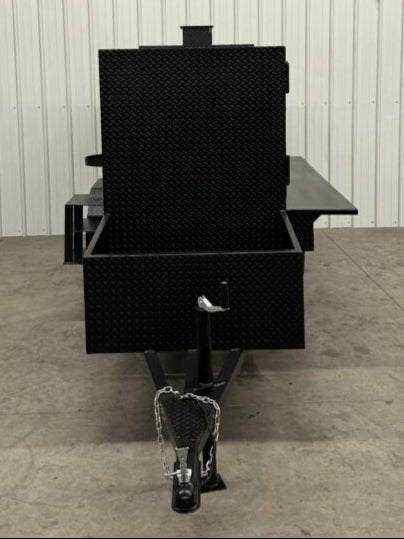 Box Smoker SNS Beast black diamond tread steel cabinet smoker with multiple cooking racks and insulated firebox