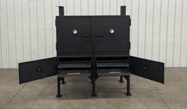 SNS Cabinet 60-inch concession charcoal grill with dual doors and temperature gauges designed for outdoor cooking and concession use
