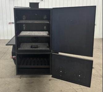 Wood fired smoker SNS Competition 60 Cabinet Smoker With BBQ 42 Rotating Rack Pit - Blowin' Smoke Cookers