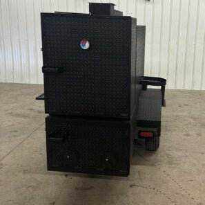 Wood Fired Smoker SNS Competition 60 Cabinet Smoker with rotating rack and insulated firebox for commercial BBQ catering