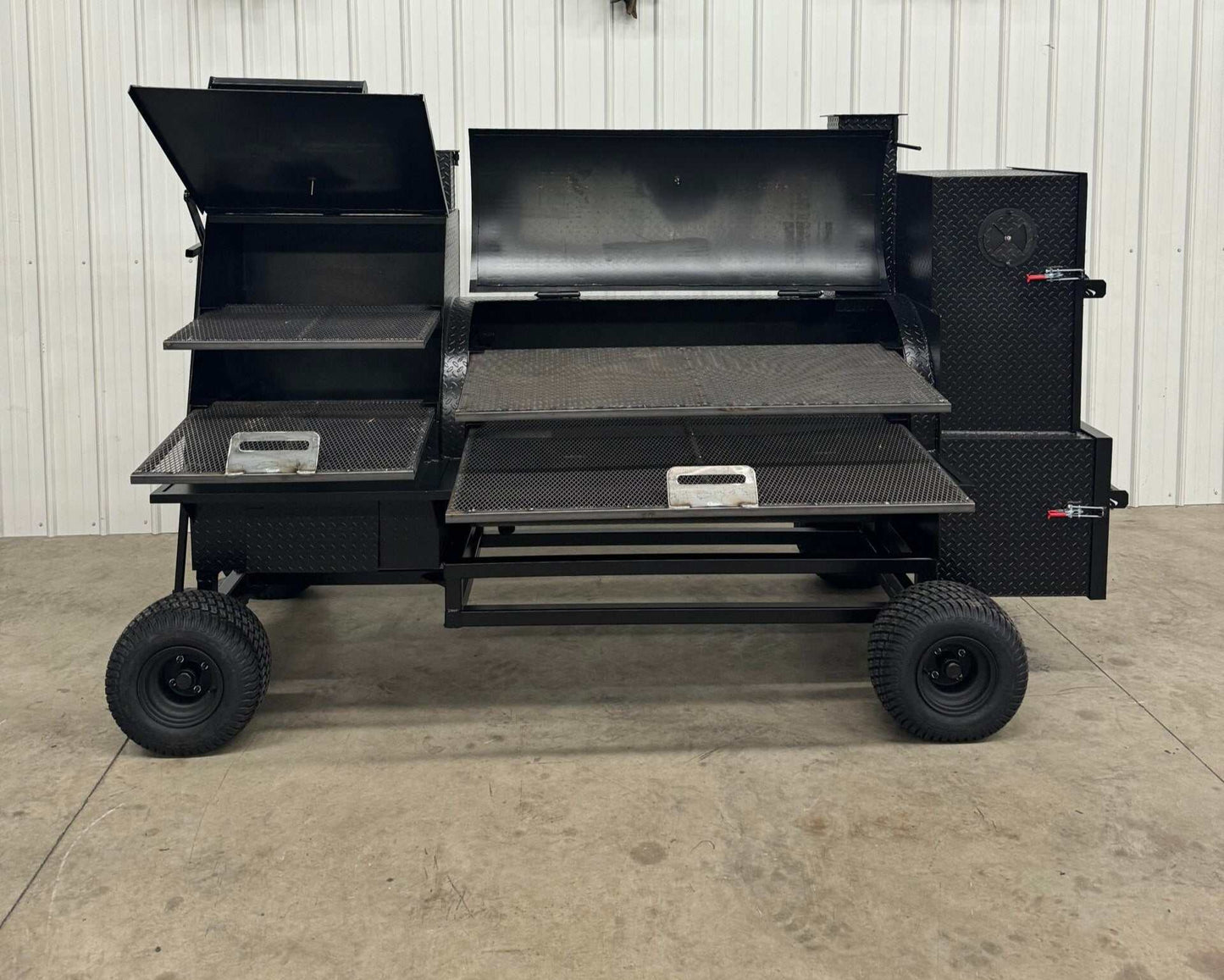 SNS Competition Wagon BBQ smoker and grill with multiple cooking racks and large capacity for backyard use
