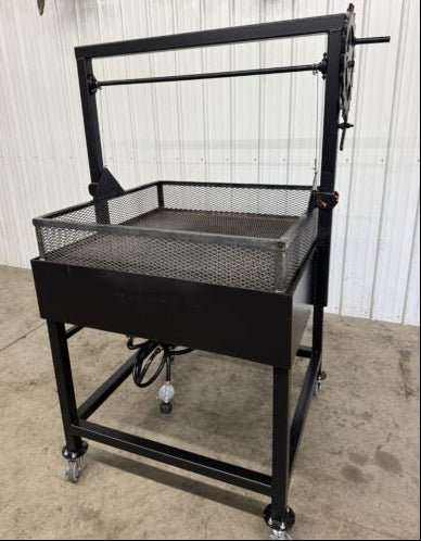 SNS Mega Deep Fryer with heavy-duty 3/8 inch steel construction and large cooking basket on a sturdy wheeled frame