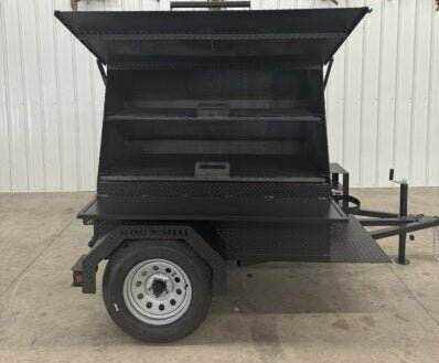 SNS Mega Grill portable dual cooking pit grilling trailer with charcoal trays and ash pans