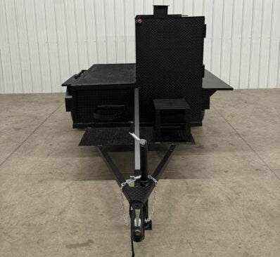 SNS Smoke House Smoke Cabinet large capacity black smoker with flat grill and trailer features