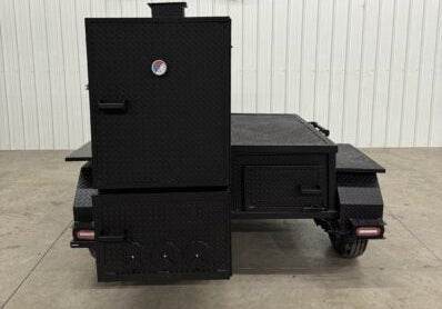 SNS Smoke House large capacity smoke cabinet smoker with flat grill and trailer features