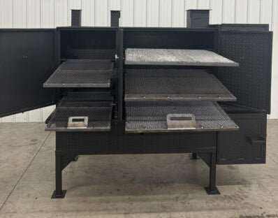 SNS Smoker and Grill commercial charcoal grill and smoker combo with multiple cooking racks and collapsible front shelf