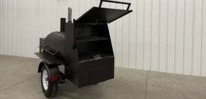 SNS Tailgater 60 Trailer Smoker and Grill with barrel smoker and rear charcoal grill for versatile BBQ cooking