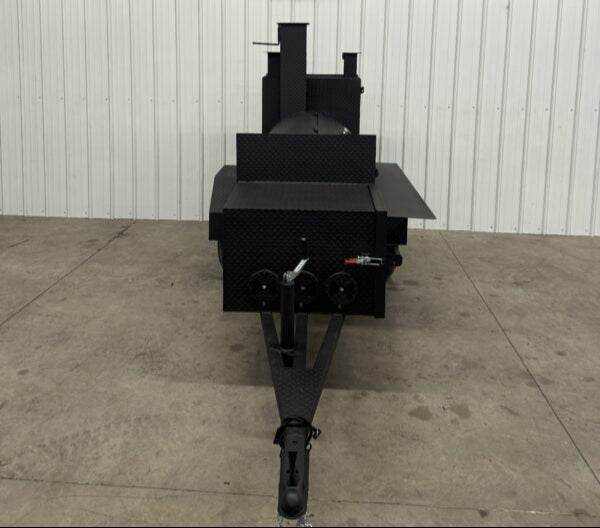 SNS Tailgater 60 trailer smoker and charcoal grill with diamond tread steel construction, slide out cooking racks, and high capacity for catering or BBQ enthusiasts