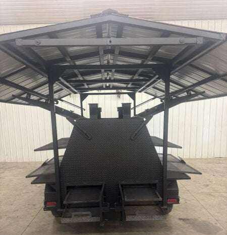 SNS Ultimate Mega Grill commercial charcoal grill trailer with roof and dual-sided cooking chambers