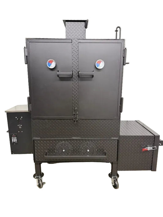 cabinet pellet  and wood smoker front view