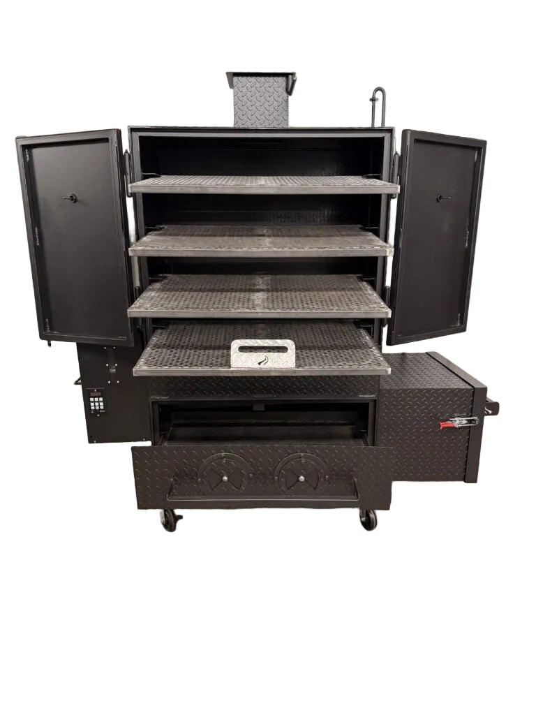 cabinet smoker front view with doors open