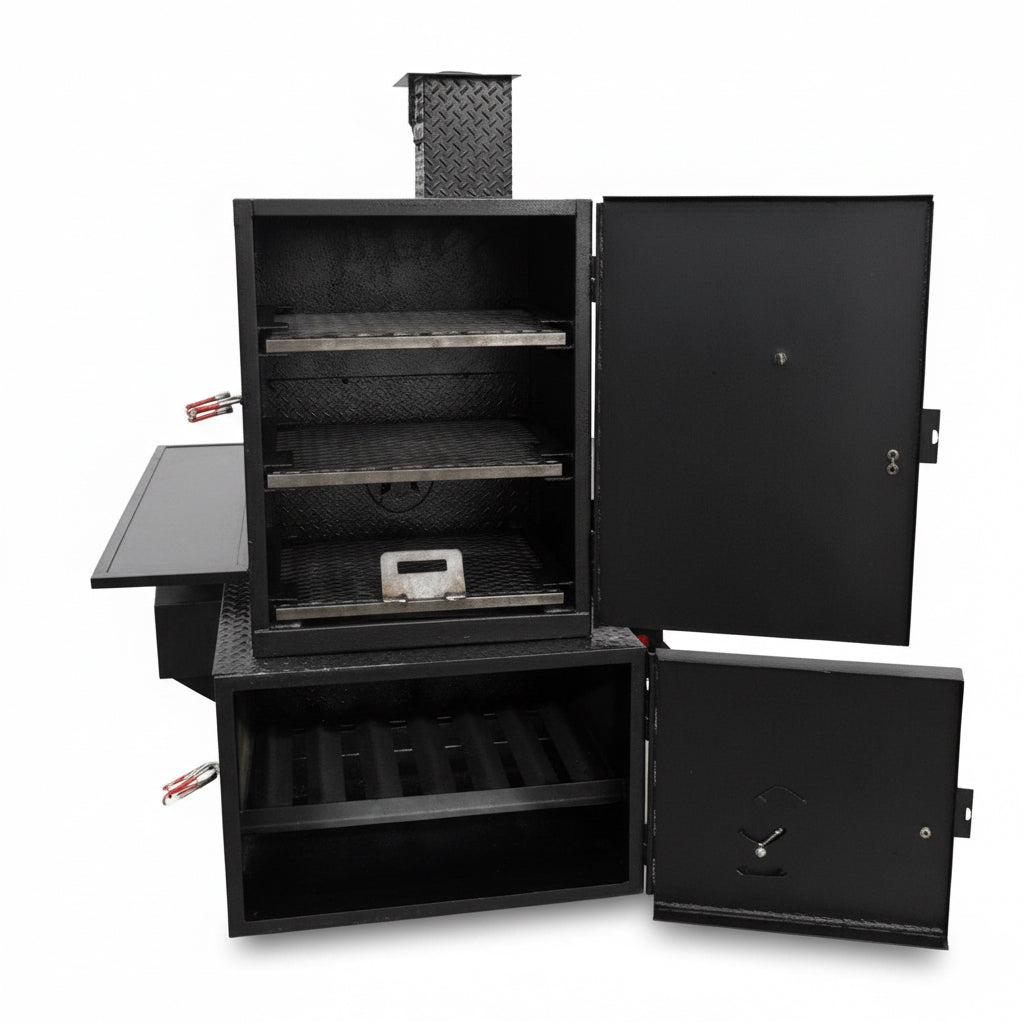 Custom Pits SNS Competition 60 Smoker With BBQ 42 Rotating Rack Pit - Blowin' Smoke Cookers