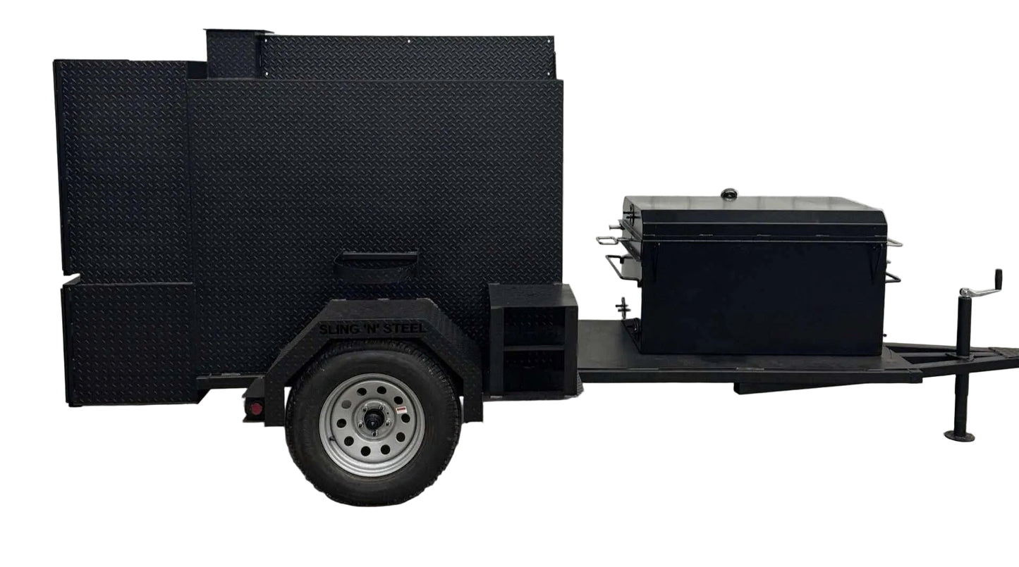 Custom Pits SNS Competition 60 Smoker With BBQ 42 Rotating Rack Pit - Blowin' Smoke Cookers