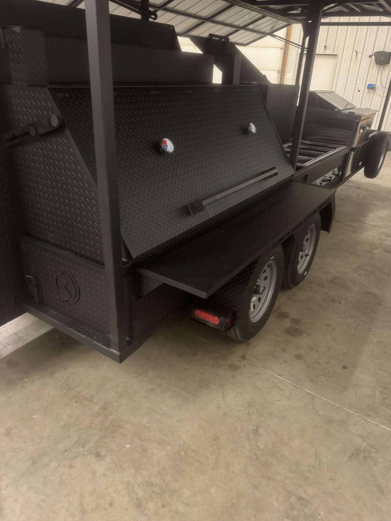 Custom Ultimate Smokehouse 72 w/sandwich prep Smoker Trailer - Blowin' Smoke Cookers