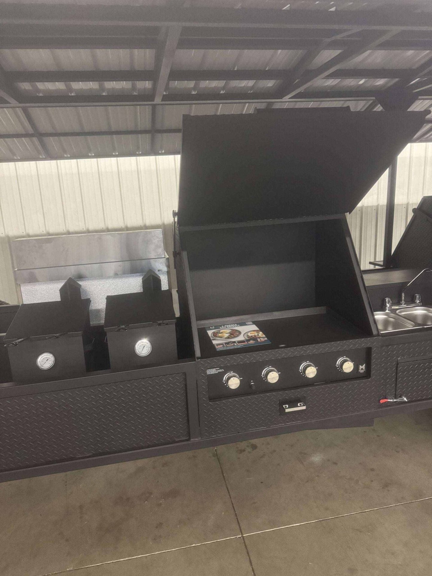 Custom Ultimate Smokehouse 72 w/sandwich prep Smoker Trailer - Blowin' Smoke Cookers