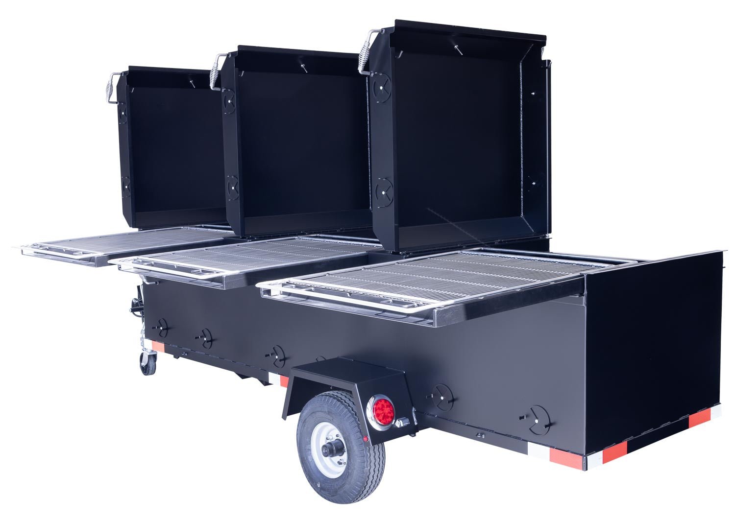 Meadow Creek BBQ96 Chicken Cooker Trailer (3 pit) - Blowin' Smoke Cookers