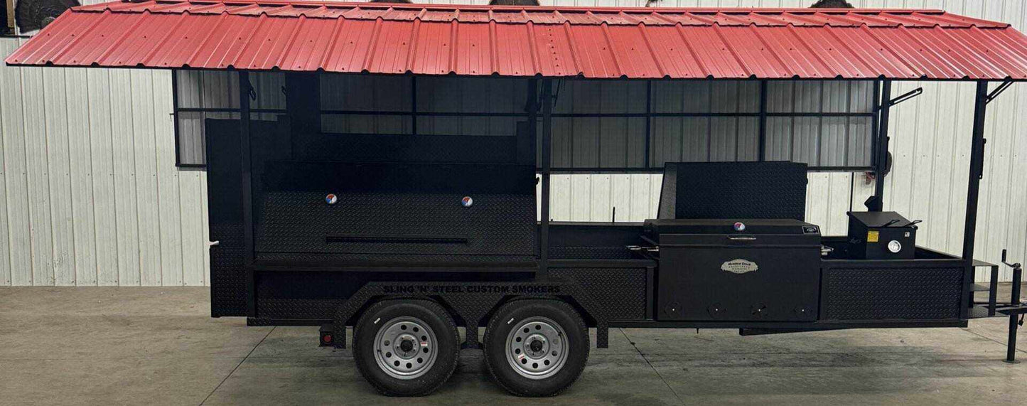 Smoker On Trailer Custom Ultimate Smokehouse 72 W/ Chicken Flipper - Blowin' Smoke Cookers