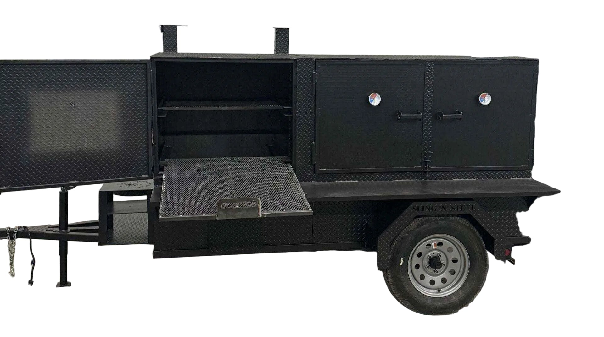 SNS 4060 Cabinet Smoker With Cabinet Charcoal Grill - Blowin' Smoke Cookers