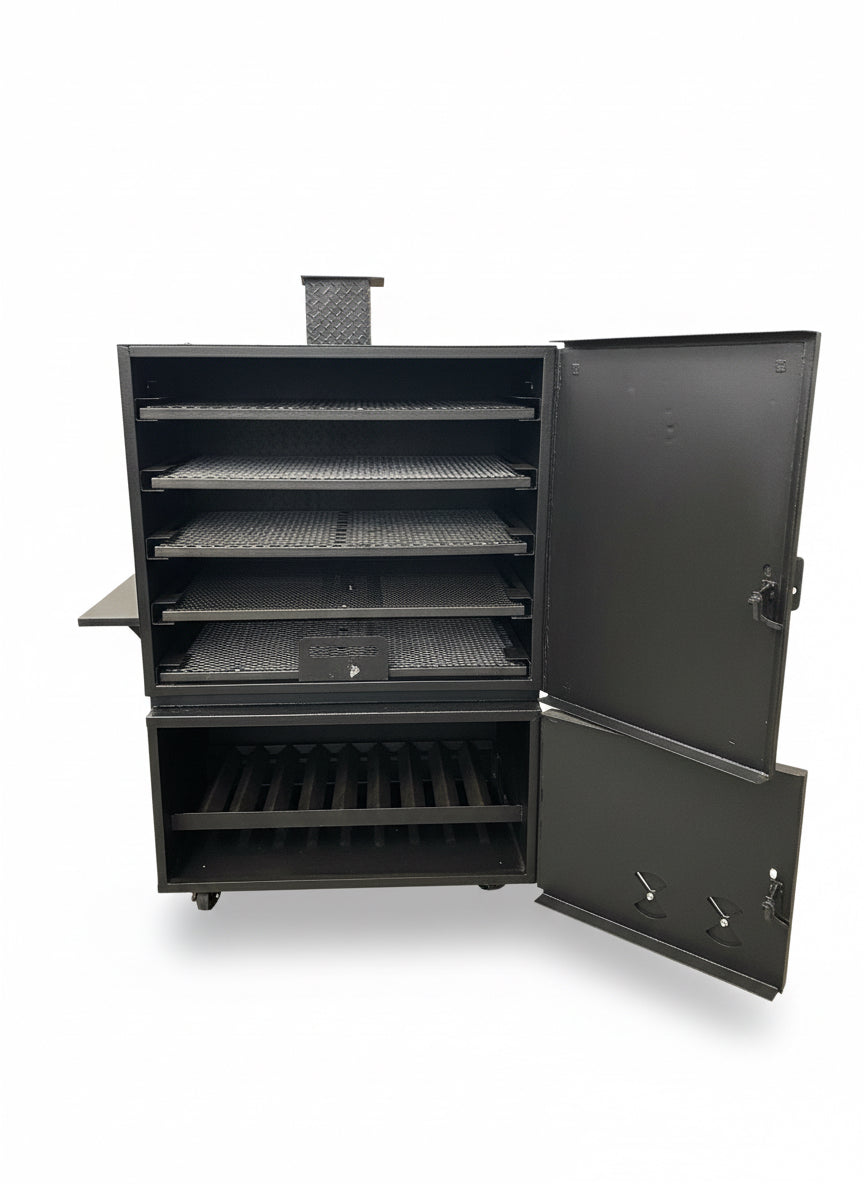 SNS 4060 Cabinet Smoker With Cabinet Charcoal Grill - Blowin' Smoke Cookers