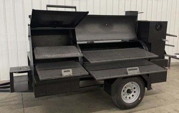 SNS Barrel 60 With Grill And Full Length Storage Area -Hog Cooker Blowin' Smoke Cookers