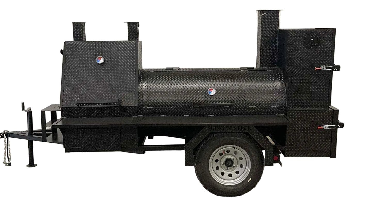 SNS Barrel 60 With Grill And Full Length Storage Area - hog cooker - Blowin' Smoke Cookers