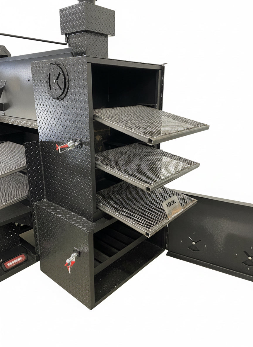 SNS Barrel 60 With Grill And Full Length Storage Area - hog cooker - Blowin' Smoke Cookers