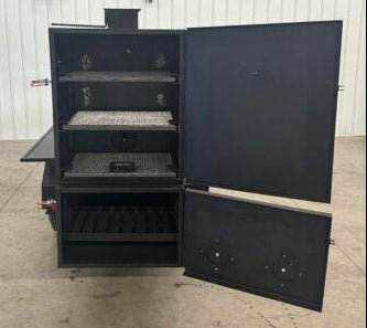 Wood Fired Smoker SNS Competition 60 Cabinet Smoker With BBQ 42 Rotating Rack Pit - Blowin' Smoke Cookers