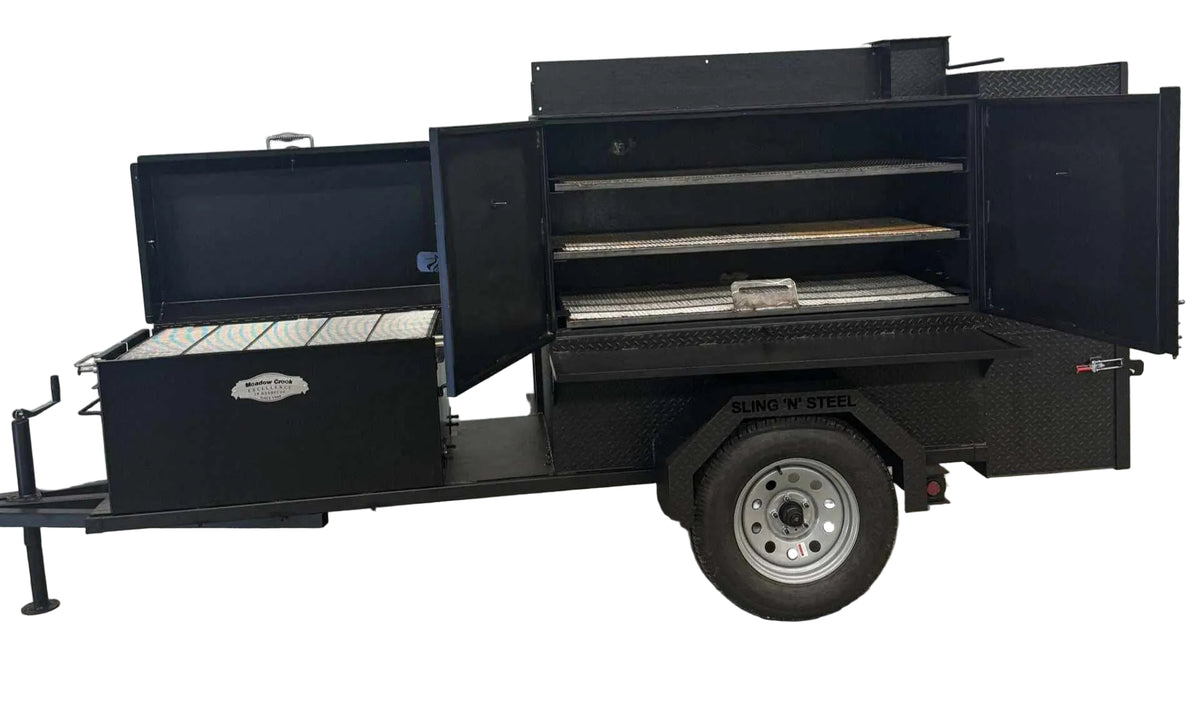 Competition Cooker Wood Fired Smoker SNS Competition 60 Cabinet Smoker with BBQ Rack ...