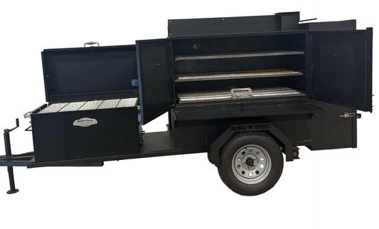 Wood Fired Smoker SNS Competition 60 Cabinet Smoker With BBQ 42 Rotating Rack Pit - Blowin' Smoke Cookers